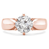 Round Lab Created Diamond Pinched Cathedral 6-Prong Solitaire Engagement Ring in Rose Gold (MVSLG1230-R)