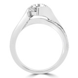 Round Lab Created Diamond Bypass Tension Set Solitaire with Accents Engagement Ring in White Gold (MVSLG1235-W)