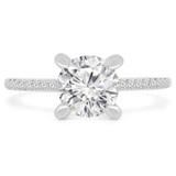 Round Lab Created Diamond Cathedral Solitaire with Accents Engagement Ring in White Gold (MVSLG1239-W)