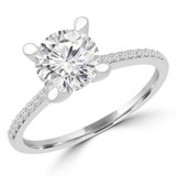 Round Lab Created Diamond Cathedral Solitaire with Accents Engagement Ring in White Gold (MVSLG1239-W)