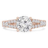 Round Lab Created Diamond Split-Shank Cathedral Solitaire with Accents Engagement Ring in Rose Gold (MVSLG1242-R)