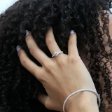 Round Lab Created Diamond 6-Prong Solitaire with Accents Engagement Ring in White Gold (MVSLG1243-W)