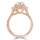 Round Lab Created Diamond Cathedral Double Cushion Halo Engagement Ring in Rose Gold (MVSLG1246-R)