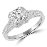 Round Lab Created Diamond Split-Shank Halo Engagement Ring in White Gold (MVSLG1247-W)