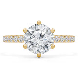 Round Lab Created Diamond 6-Prong Hidden Halo Solitaire with Accents Engagement Ring in Yellow Gold (MVSLG1252-Y)