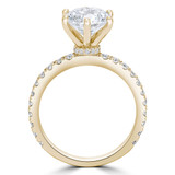 Round Lab Created Diamond 6-Prong Hidden Halo Solitaire with Accents Engagement Ring in Yellow Gold (MVSLG1252-Y)
