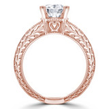 Round Lab Created Diamond Vintage Tapered Solitaire Engagement Ring in Rose Gold (MVSLG1253-R)