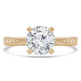 Round Lab Created Diamond Vintage Tapered Solitaire Engagement Ring in Yellow Gold (MVSLG1253-Y)
