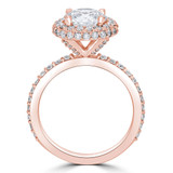 Round Lab Created Diamond High Set Rollover Halo Engagement Ring in Rose Gold with Accents (MVSLG1257-R)