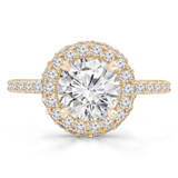 Round Lab Created Diamond High Set Rollover Halo Engagement Ring in Yellow Gold with Accents (MVSLG1257-Y)