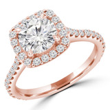 Round Lab Created Diamond Cathedral Open Bridge Cushion Halo Engagement Ring in Rose Gold with Accents (MVSLG1260-R)