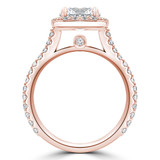 Round Lab Created Diamond Cathedral Open Bridge Cushion Halo Engagement Ring in Rose Gold with Accents (MVSLG1260-R)