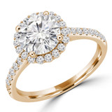 Round Lab Created Diamond Cathedral Halo Engagement Ring in Yellow Gold with Accents (MVSLG1261-Y)