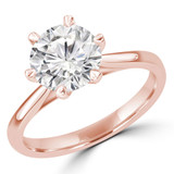Round Lab Created Diamond 6-Prong Tapered Cathedral Solitaire Engagement Ring in Rose Gold (MVSLG1267-R)