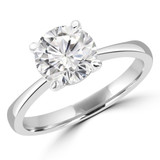 Round Lab Created Diamond Tapered Solitaire Engagement Ring in White Gold (MVSLG1268-W)