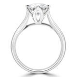 Round Lab Created Diamond Catherdral Floral Basket Compass Prongs Solitaire Engagement Ring in White Gold (MVSLG1275-W)
