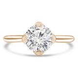 Round Lab Created Diamond Catherdral Floral Basket Compass Prongs Solitaire Engagement Ring in Yellow Gold (MVSLG1275-Y)