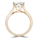 Round Lab Created Diamond Catherdral Floral Basket Compass Prongs Solitaire Engagement Ring in Yellow Gold (MVSLG1275-Y)