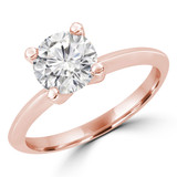 Round Lab Created Diamond Knife Edge Solitaire Engagement Ring in Rose Gold (MVSLG1279-R)