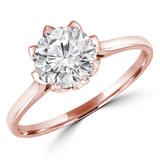 Round Lab Created Diamond 8-Prong Floral Cathedral Solitaire Engagement Ring in Rose Gold (MVSLG1281-R)
