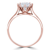 Round Lab Created Diamond 8-Prong Floral Cathedral Solitaire Engagement Ring in Rose Gold (MVSLG1281-R)