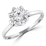 Round Lab Created Diamond 8-Prong Floral Cathedral Solitaire Engagement Ring in White Gold (MVSLG1281-W)