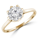 Round Lab Created Diamond 8-Prong Floral Cathedral Solitaire Engagement Ring in Yellow Gold (MVSLG1281-Y)