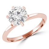 Round Lab Created Diamond 6-Prong Knife Edge Solitaire Engagement Ring in Rose Gold (MVSLG1284-R)
