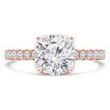 Round Lab Created Diamond Floral Petal Cathedral Solitaire with Accents Engagement Ring in Rose Gold (MVSLG1286-R)
