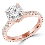 Round Lab Created Diamond Floral Petal Cathedral Solitaire with Accents Engagement Ring in Rose Gold (MVSLG1286-R)