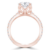 Round Lab Created Diamond Floral Petal Cathedral Solitaire with Accents Engagement Ring in Rose Gold (MVSLG1286-R)