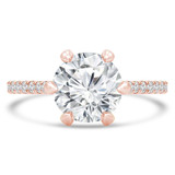 Round Lab Created Diamond 6-Prong Cathedral Diamond Bridge and Prongs Solitaire with Accents Engagement Ring in Rose Gold (MVSLG1288-R)