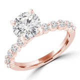 Round Lab Created Diamond Shared Prong Solitaire with Accents Engagement Ring in Rose Gold (MVSLG1289-R)