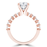 Round Lab Created Diamond Shared Prong Solitaire with Accents Engagement Ring in Rose Gold (MVSLG1289-R)