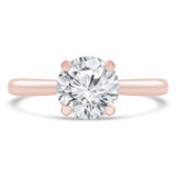 Round Lab Created Diamond Cathedral Diamond Bridge Hidden Halo Solitaire with Accents Engagement Ring in Rose Gold (MVSLG1290-R)