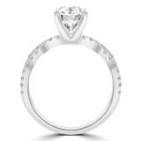 Round Lab Created Diamond Twisted Solitaire with Accents Engagement Ring in White Gold (MVSLG1292-W)