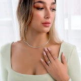 Round Lab Created Diamond Twisted Solitaire with Accents Engagement Ring in White Gold (MVSLG1292-W)