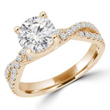 Round Lab Created Diamond Twisted Solitaire with Accents Engagement Ring in Yellow Gold (MVSLG1292-Y)