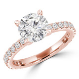 Round Lab Created Diamond Solitaire with Accents Engagement Ring in Rose Gold (MVSLG1293-R)