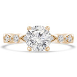 Round Lab Created Diamond Solitaire with Accents Engagement Ring in Yellow Gold Bezel Set Accents (MVSLG1295-Y)