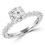 Round Lab Created Diamond Shared Prong Solitaire with Accents Engagement Ring in White Gold (MVSLG1296-W)