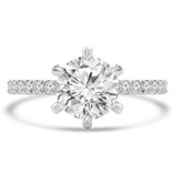 Round Lab Created Diamond 6-Prong Solitaire with Accents Engagement Ring in White Gold (MVSLG1297-W)