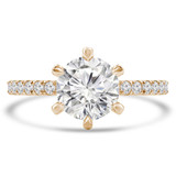 Round Lab Created Diamond 6-Prong Solitaire with Accents Engagement Ring in Yellow Gold (MVSLG1297-Y)