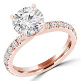 Round Lab Created Diamond Solitaire with Accents Engagement Ring in Rose Gold (MVSLG1298-R)