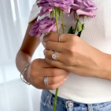 Round Lab Created Diamond Three-Row Tapered Split-Shank Solitaire with Accents Engagement Ring in White Gold (MVSLG1299-W)