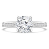 Round Lab Created Diamond Tapered Cathedral Solitaire with Accents Engagement Ring in White Gold (MVSLG1300-W)