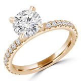 Round Lab Created Diamond Diamond Prongs Solitaire with Accents Engagement Ring in Yellow Gold (MVSLG1301-Y)