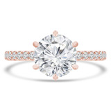 Round Lab Created Diamond 6-Prong Solitaire with Accents Engagement Ring in Rose Gold (MVSLG1302-R)