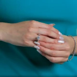 Round Lab Created Diamond 6-Prong Solitaire with Accents Engagement Ring in White Gold (MVSLG1302-W)