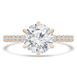 Round Lab Created Diamond 6-Prong Solitaire with Accents Engagement Ring in Yellow Gold (MVSLG1302-Y)